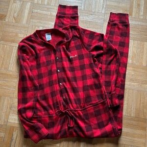 Victoria’s Secret Pink thermal one-piece union suit, buffalo plaid, XL, jogger